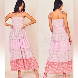 COPY - LoveShackFancy Caressa Sleeveless Floral Ruffle Dress